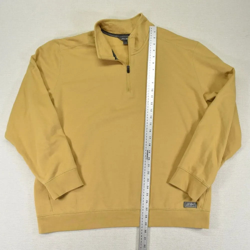 Eddie Bauer Mens 2XL Gold Yellow Quarter Zip Pullover Sweater Casual Outdoor